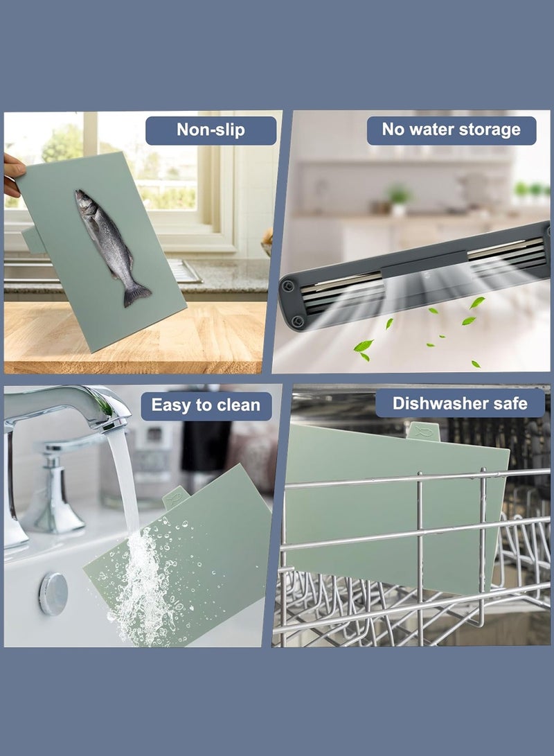 LEOKOR 4 قطع من ألواح التقطيع البلاستيكية السميكة للغاية والمرمزة بالألوان مع مؤشرات إعداد الطعام وحامل التخزين - Image 4