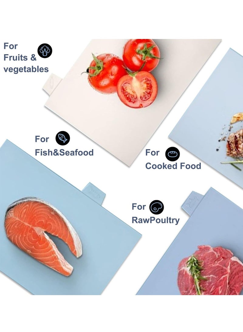 LEOKOR 4 قطع من ألواح التقطيع البلاستيكية السميكة للغاية والمرمزة بالألوان مع مؤشرات إعداد الطعام وحامل التخزين - Image 2