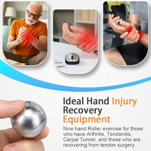 Dilabnba Fidget Hand Roller Metal Stress Ball Finger Anxiety Relief Fidget Spinner Toy for Kid Adult Handheld Fingertip Gyro Kinetic Toy Stocking Stuffer Birthday Valentine Gift Silver - Image 5