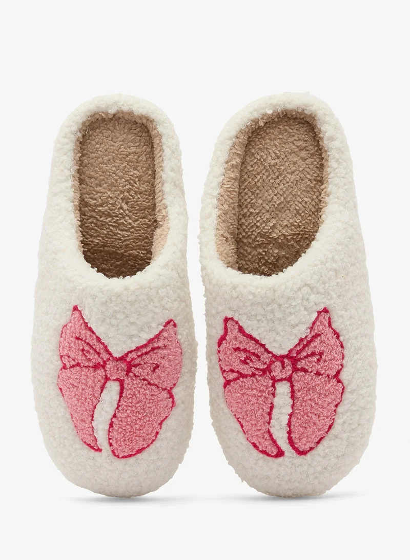 Ginger Bow Printed Bedroom Slippers