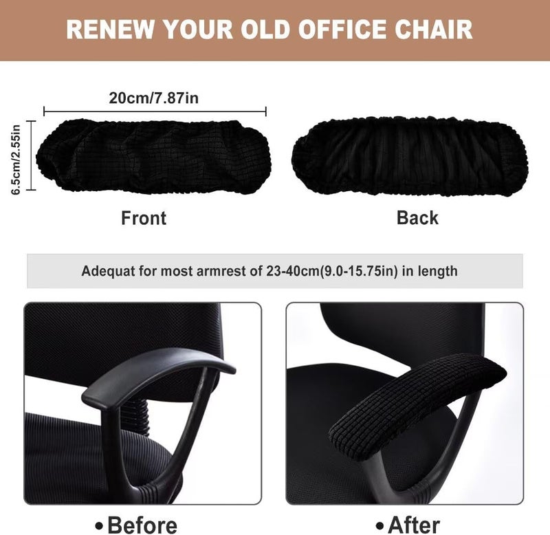 SARAFLORA Office Chair-Arm Cover Stretchable Stain Resistant Spandex Stretch Computer Chair Slipcover for Desk Chairs Arm, Black - Image 5
