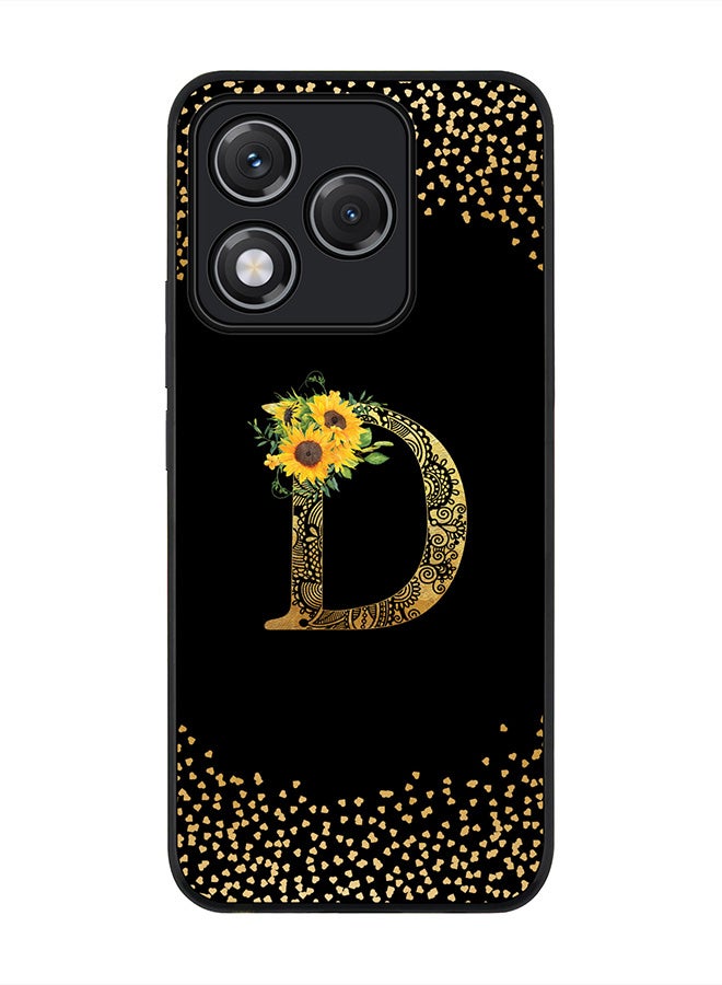 Stylizedd For Honor 400 Lite Case,Slim fit Camera Protection, Shockproof Thin Phone cover  - Custom Floral Monogram - D ( Black )
