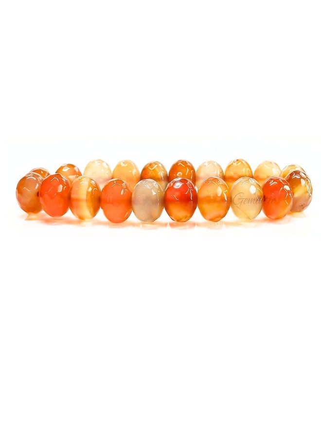 Gemaltic Healing Crystals Faceted 10mm Round Beads Stretch Bracelet 7" (Carnelian Red) - Image 1
