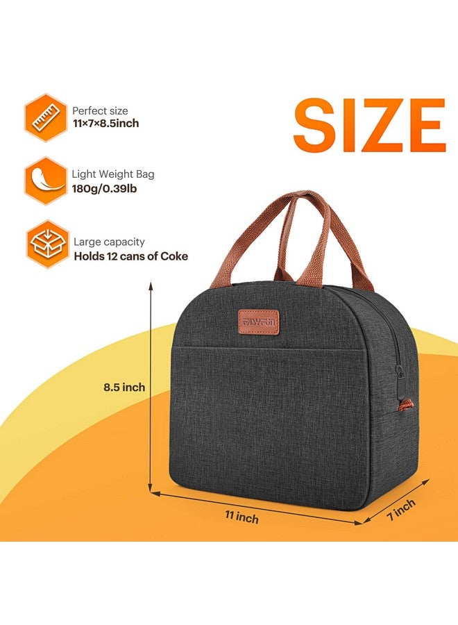 Easyfun Lunch Bag for Women & Men Adult Insulated Lunch Box, Small Leakproof Cooler Food Lunch Containers Reusable High Capacity Lunch Tote Bags for Work, Travel, Outdoor (Black) - Image 2