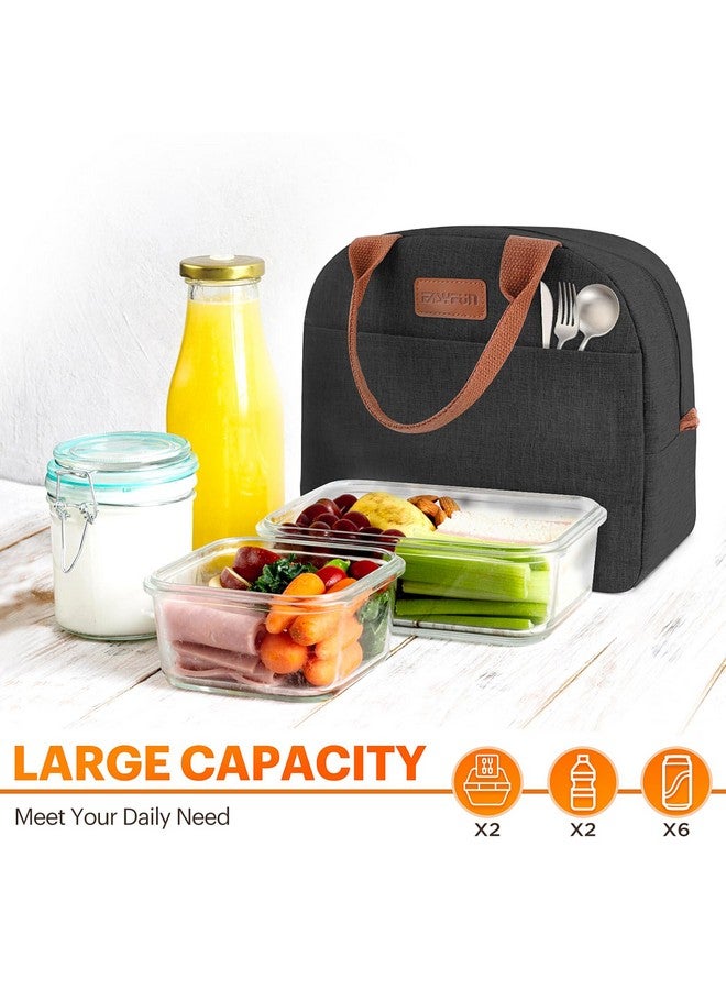 Easyfun Lunch Bag for Women & Men Adult Insulated Lunch Box, Small Leakproof Cooler Food Lunch Containers Reusable High Capacity Lunch Tote Bags for Work, Travel, Outdoor (Black) - Image 3