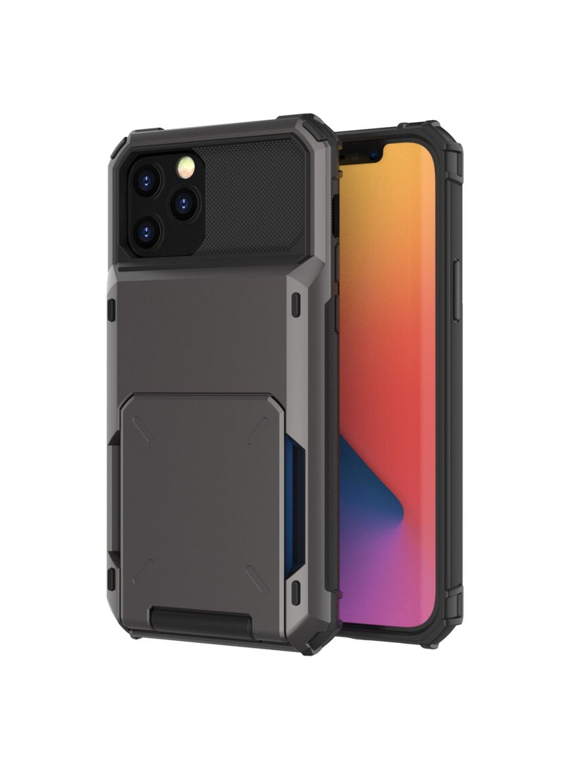 Suteni Card Protective Case Drop-resistant PC+TPU Phone Case for iPhone