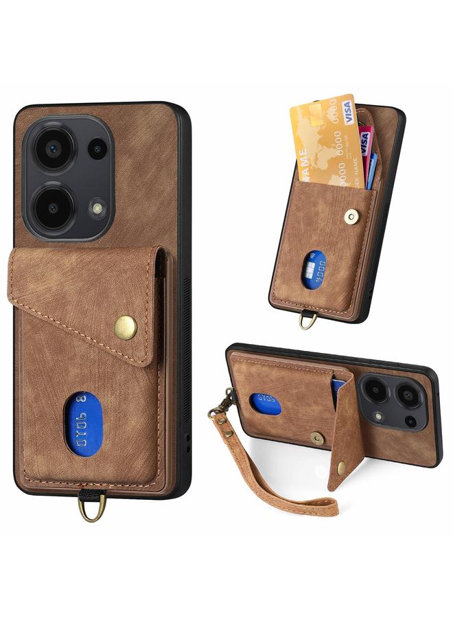Case For Xiaomi Redmi Note 13 Pro 4G Retro Card Wallet Fold Leather Phone Case with Strap