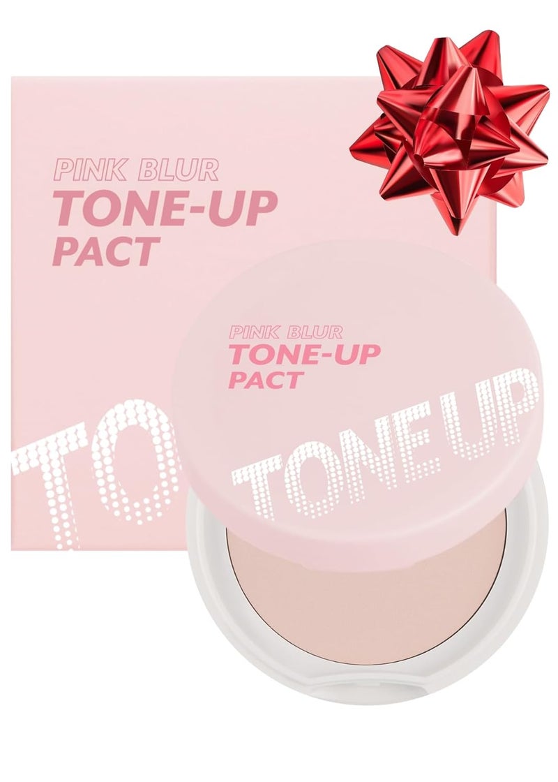 IM MEME Compact  Toneup Pact  Korean Pressed Setting Powder for Pink Blur Effect with Calamine Mattify Skin Makeup Foundation Translucent Compact Oily Skin Natural Coverage 035 Oz