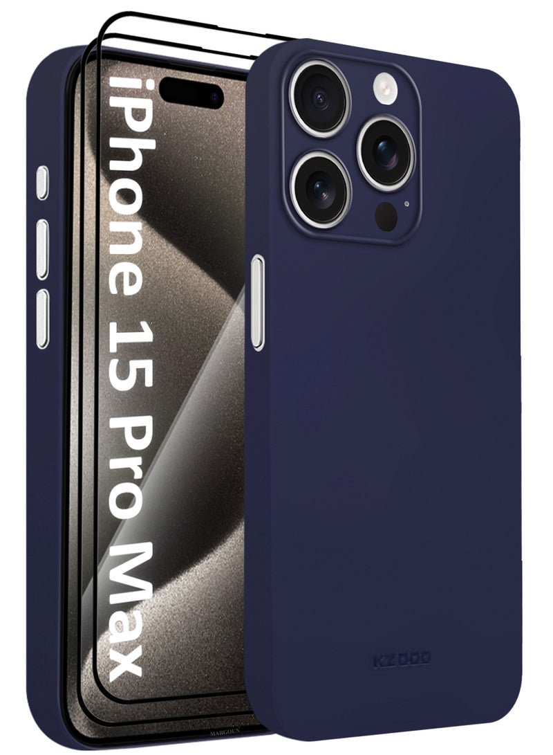 KZDOO ( for iPhone 15 Pro Max ) 3Packs Ultra Thin Case Cover Air Skin Series Back Cover Sturdy Durable Case Drop Protection Cover with Two Shockproof Screen Protectors - Transparent Blue - Image 1