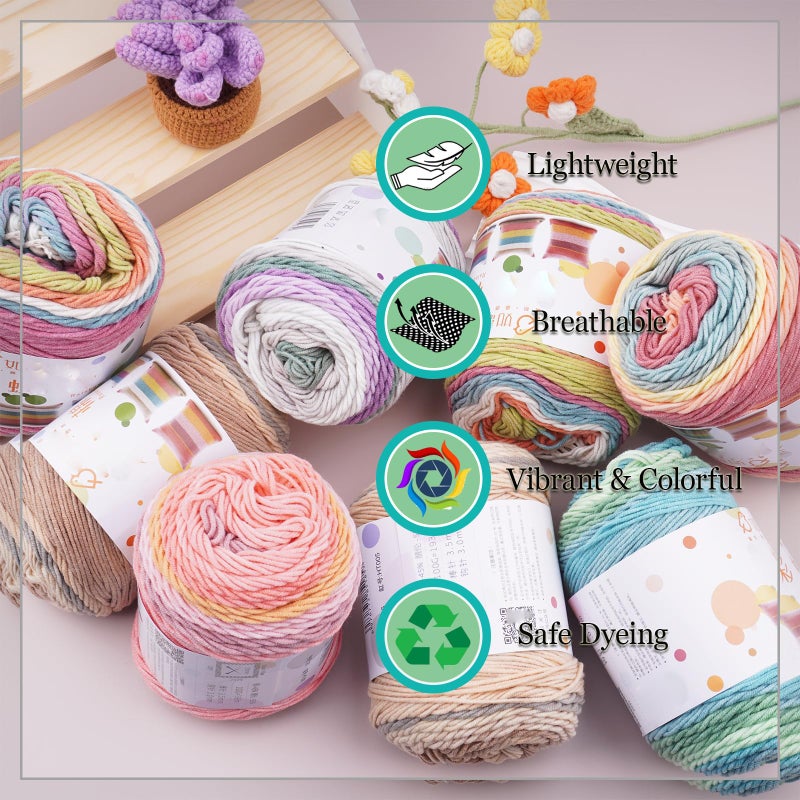 Mdoker Ombre Cake Yarn for Crocheting 4PCS Gradient Yarn Cake-4x100g 45% Cotton 55% Acrylic Rainbow Cotton Yarn for Knitting,Shawls,Blankets,Scarves,Garments(Purple) - Image 4