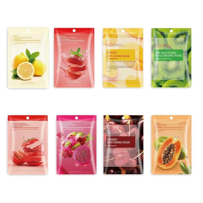 SEOMOU Natural Facial Sheet Mask, Moisturizing Hydrating Fruit Facial Mask For All Skin Types (Dragon Fruit Anti Aging Facial Mask) - Image 2