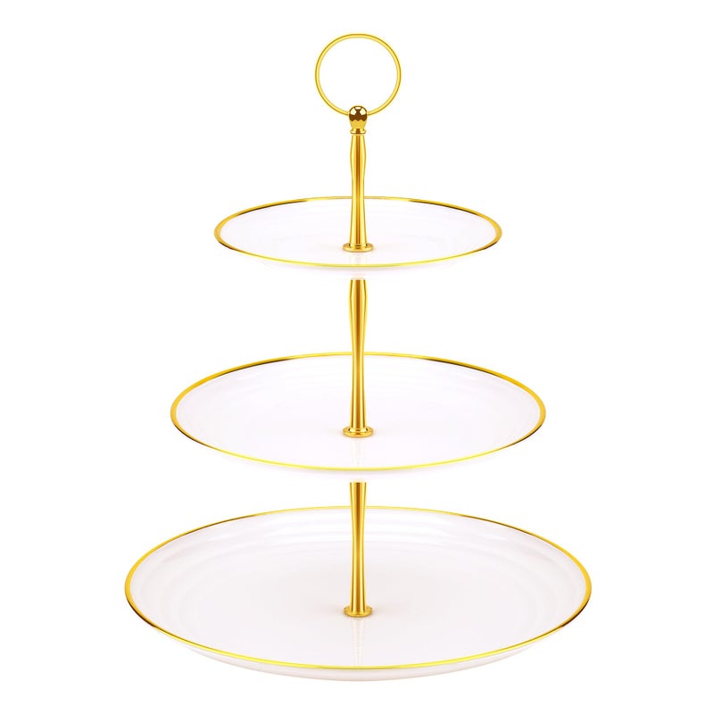 PinCute Cupcake Stand Holder - 3 Tier Cup Cake Dessert Tower, Plastic Tiered Serving Tray&Metal Rod for Birthday Party, Baby Shower and More - Image 1