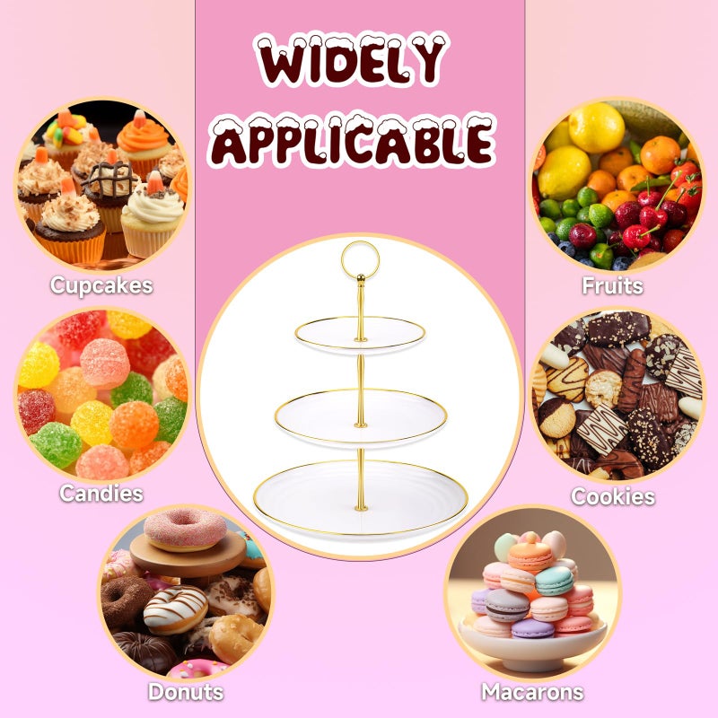 PinCute Cupcake Stand Holder - 3 Tier Cup Cake Dessert Tower, Plastic Tiered Serving Tray&Metal Rod for Birthday Party, Baby Shower and More - Image 5