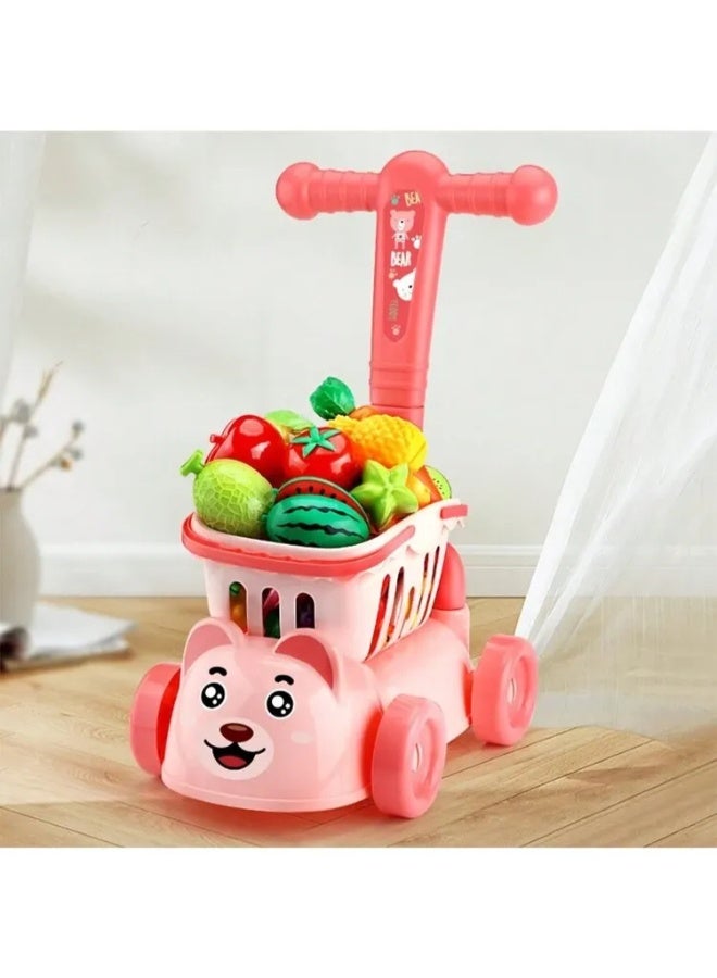 TOY GARDEN Juniors Bear Cart Supermarket Playset – Pretend Shopping Toy with Trolley, Groceries & Scanner | Role Play Market Set for Kids - Image 2