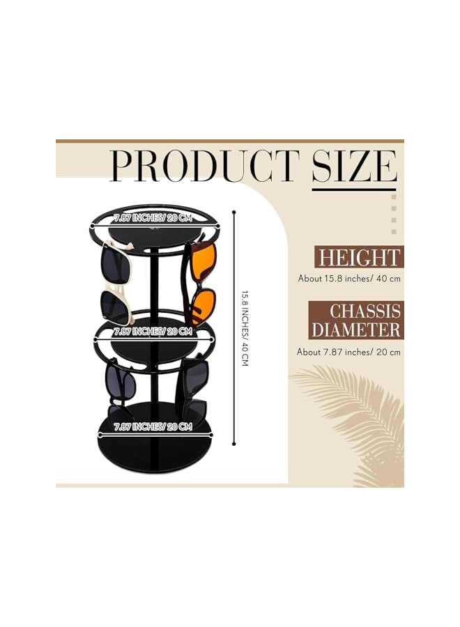 The Bros 360° Rotating Sunglasses Holder Organizer, Double Layered 15.8" Acrylic Eyeglasses Display Rack with Large Capacity for Home Desk, Dresser, Tabletop Eyewear Storage, Black - Image 4