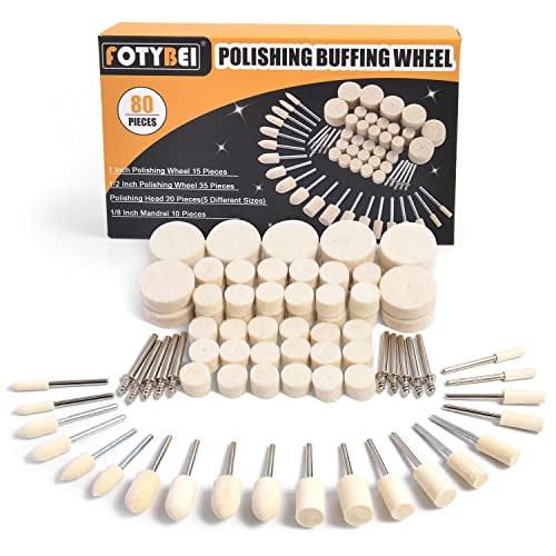 FOTYBEI 80PCS Polishing Buffing Wheel for Dremel Polishing Kit, Wool Felt Polishing Wheel for Dremel Rotary Tool Accessories, with 1/8" Shank for Jewelry Metal Polishing - Image 1