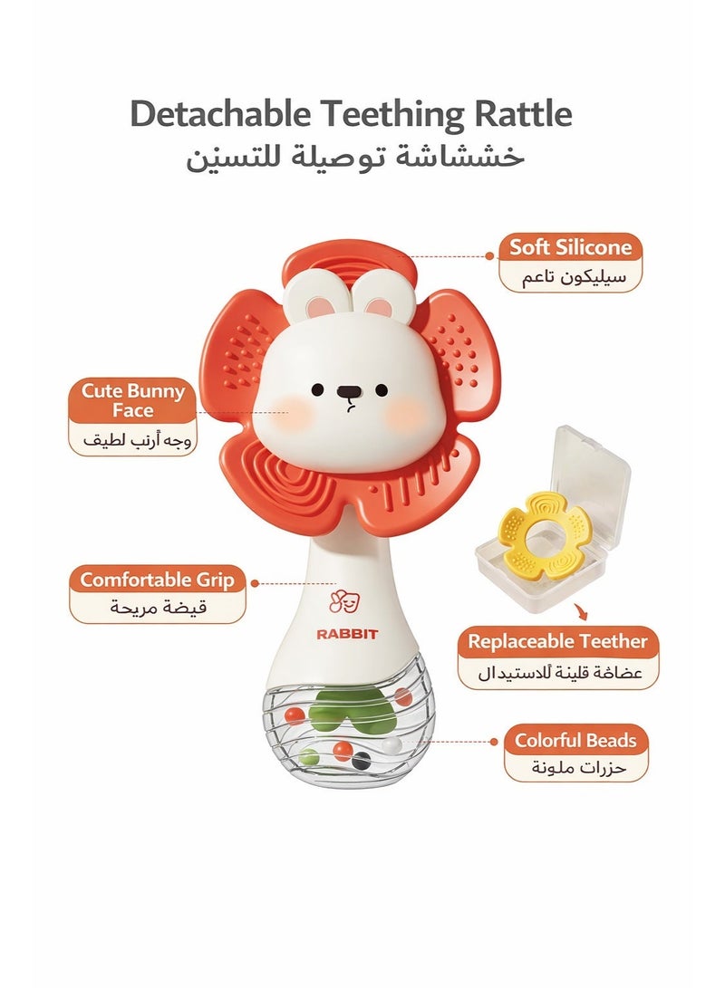 مطرقة رمل صغيرة للحيوانات للأطفال | خشخيشة مع عضّاضة سيليكون قابلة للفك | لعبة هزّ بصوت خرز | مع علبة حفظ - Image 2