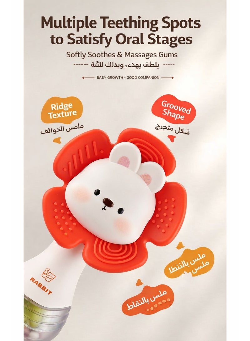 مطرقة رمل صغيرة للحيوانات للأطفال | خشخيشة مع عضّاضة سيليكون قابلة للفك | لعبة هزّ بصوت خرز | مع علبة حفظ - Image 3