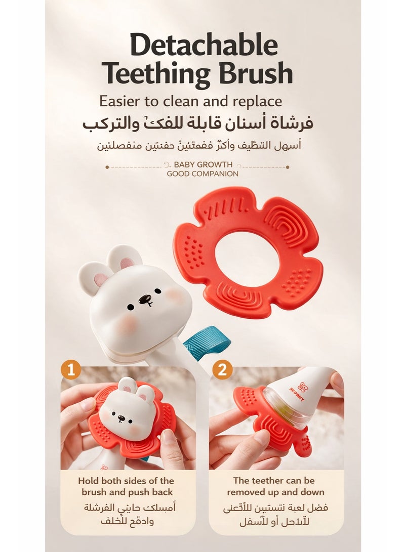 مطرقة رمل صغيرة للحيوانات للأطفال | خشخيشة مع عضّاضة سيليكون قابلة للفك | لعبة هزّ بصوت خرز | مع علبة حفظ - Image 5