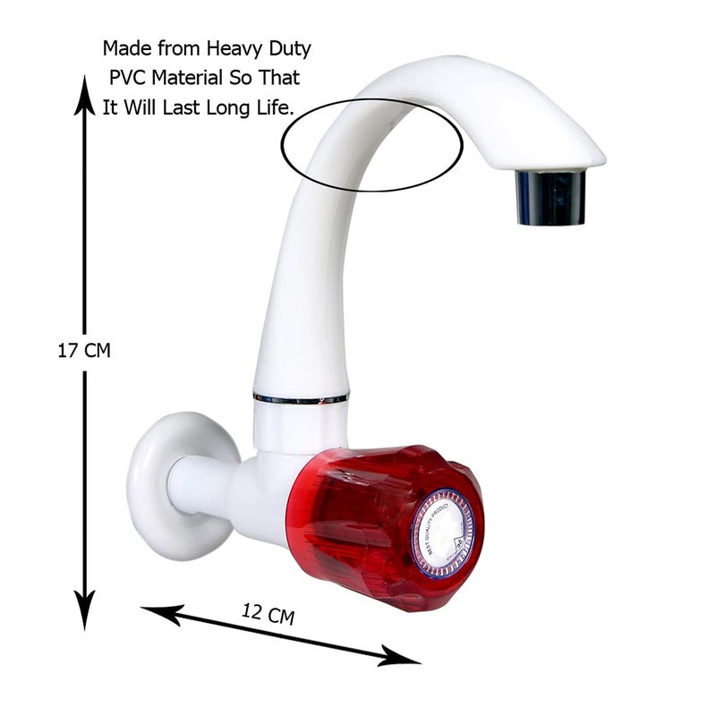 Techhark Heavy Duty PVC Long Neck Sink Cock Tap for KitchenBathroom Wash Basins Garden Outdoor Sink Faucet for Kitchen Sink Wall Mounted abs MaterialSink Tap Pack of 2 - Image 4
