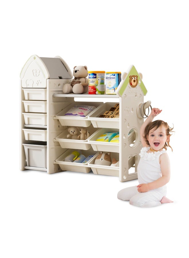 الأمويلات خزانة منظم ألعاب الأطفال متعددة الوظائف - تقسيم علمي لتخزين الألعاب والكتب، سعة موسعة، مادة آمنة من البولي إيثيلين عالي الكثافة مع حواف ناعمة - Image 1