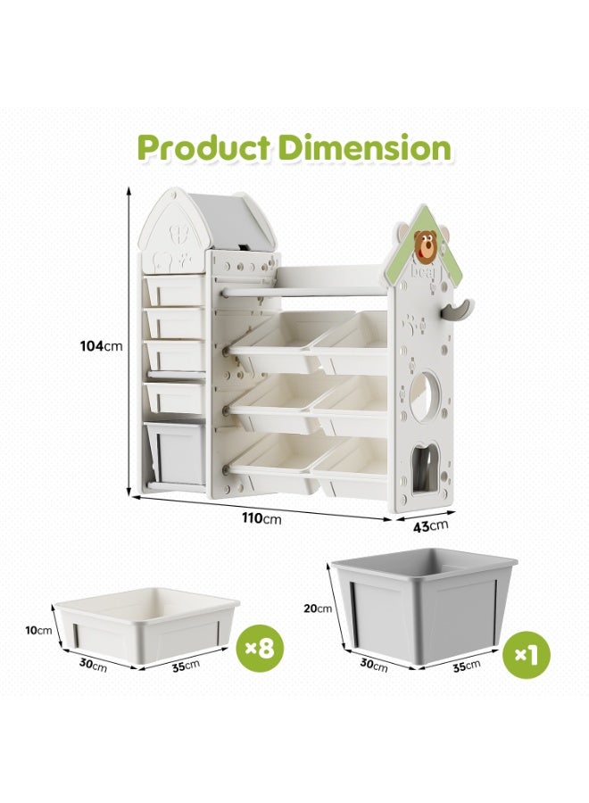 الأمويلات خزانة منظم ألعاب الأطفال متعددة الوظائف - تقسيم علمي لتخزين الألعاب والكتب، سعة موسعة، مادة آمنة من البولي إيثيلين عالي الكثافة مع حواف ناعمة - Image 2