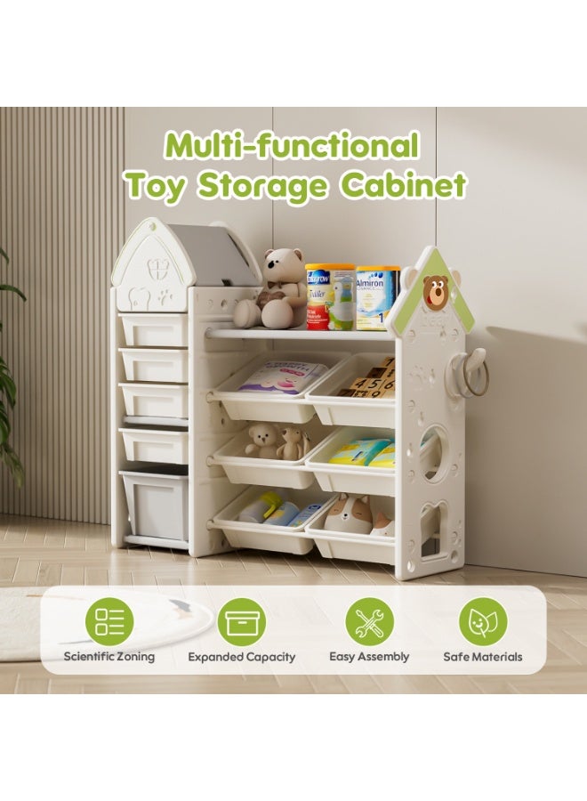 الأمويلات خزانة منظم ألعاب الأطفال متعددة الوظائف - تقسيم علمي لتخزين الألعاب والكتب، سعة موسعة، مادة آمنة من البولي إيثيلين عالي الكثافة مع حواف ناعمة - Image 4