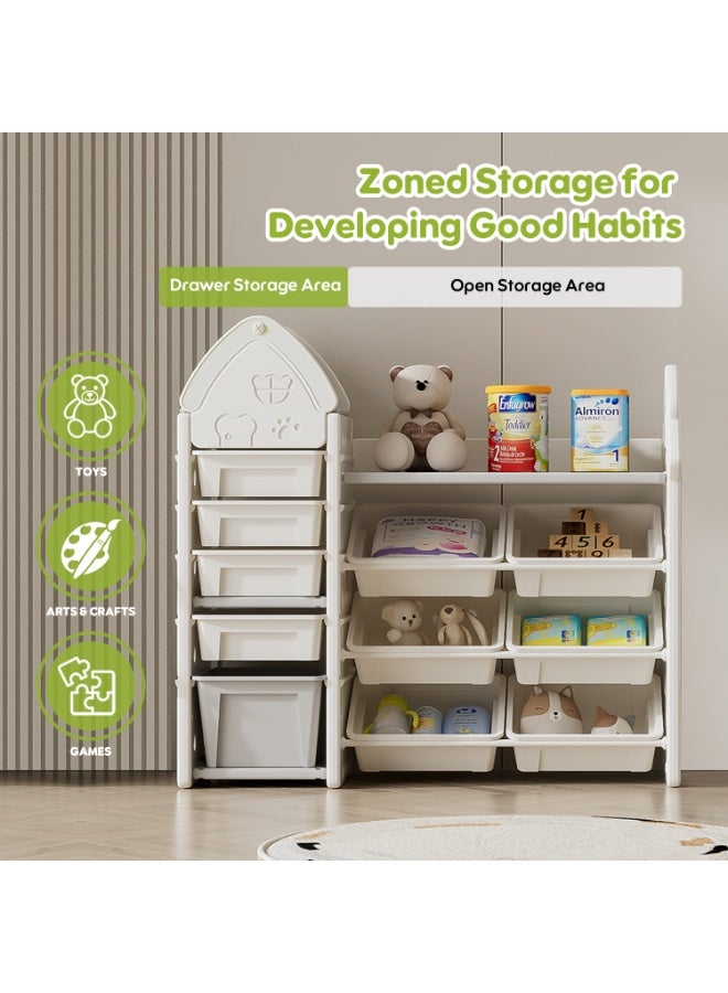 الأمويلات خزانة منظم ألعاب الأطفال متعددة الوظائف - تقسيم علمي لتخزين الألعاب والكتب، سعة موسعة، مادة آمنة من البولي إيثيلين عالي الكثافة مع حواف ناعمة - Image 5