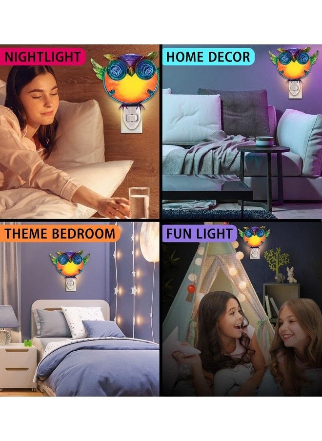 Puzzled Glass Art Night Light Plug In Decorative Socket Lamp Manual On & Off Portable Light For Stairway Bedroom Bathroom Nursery Home Accessory & Kitchen Decor Owl  - Image 4