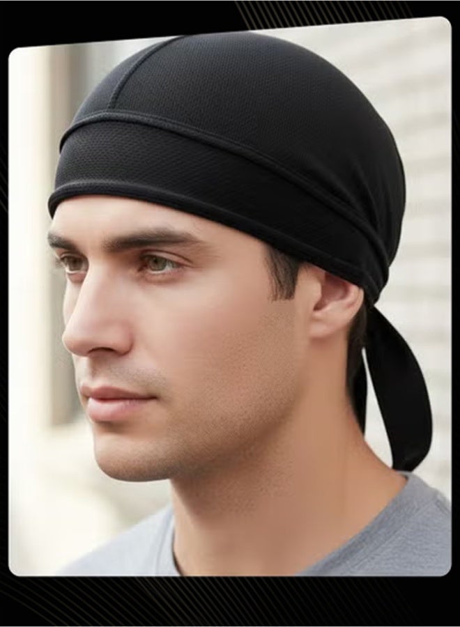 Joychic Men's Mesh Head Wrap, Breathable Sweat Wicking Helmet Liner with Long Tail - Image 1