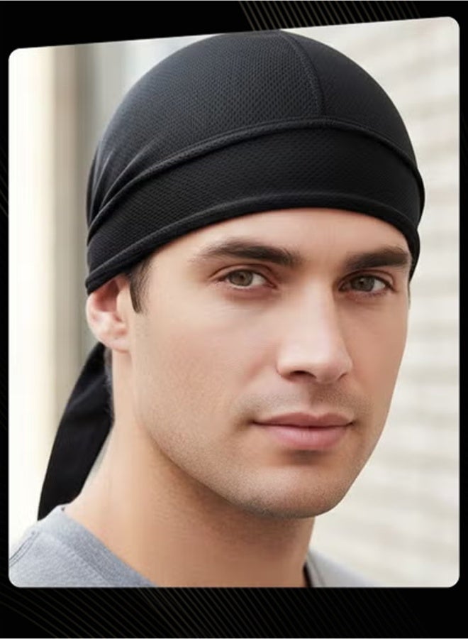 Joychic Men's Mesh Head Wrap, Breathable Sweat Wicking Helmet Liner with Long Tail - Image 2