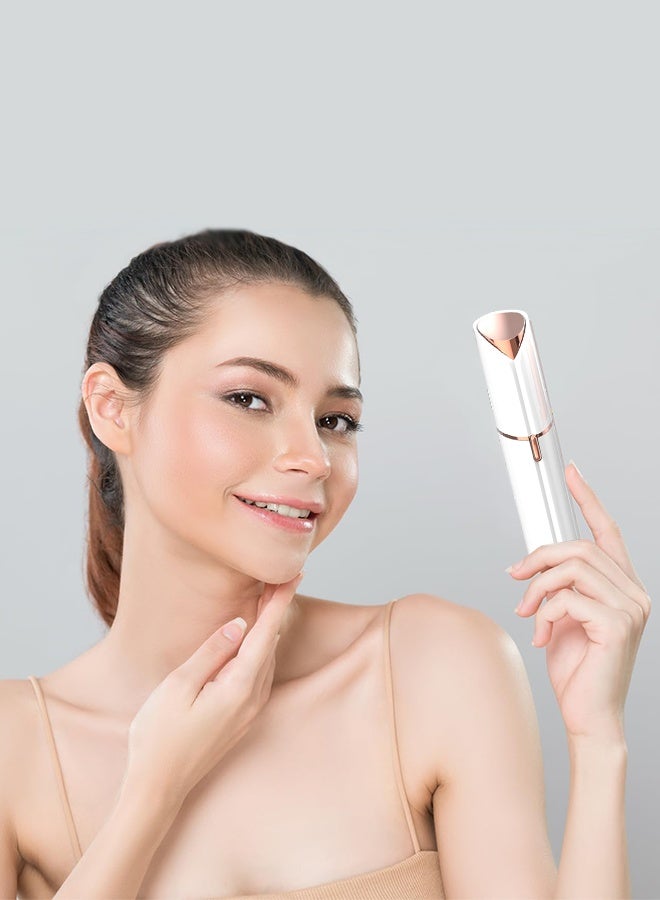 عبوة واحدة، جهاز إزالة الشعر بدون ألم باللون الأبيض (2.8 سم * 2.8 سم * 10.8 سم)، لإزالة شعر وجه النساء، ماكينة حلاقة كهربائية للوجه قابلة للشحن عبر USB، ومقص لتقليم الشفاه والذقن والذراعين للسيدات، محمولة، للاستخدام المنزلي، مناسبة لجميع المناسبات، هدية مثالية. - Image 3