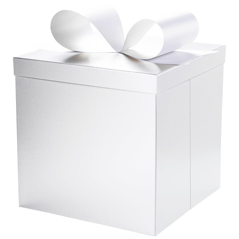 LaRibbons Large White Gift Boxes with Lid and Bow 10x10x10 Inch Collapsible Square Box for Birthday Wedding Baby Shower Christmas Party Gifts All Occasion - Image 2