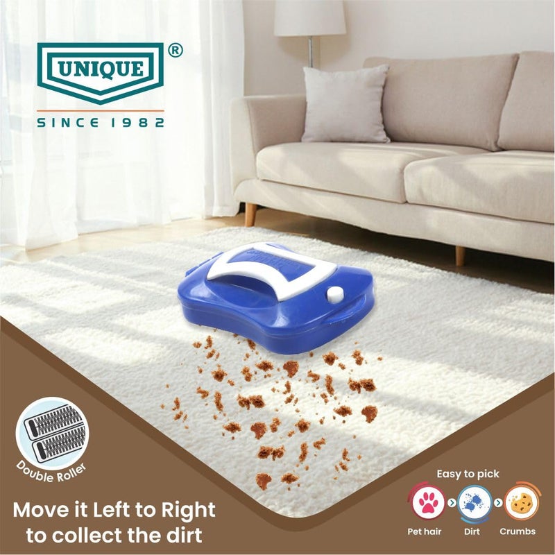 Unique UNIQUE Dubbly Magic Crumb Sweeper Carpet Cleaning Brush for Home Dust Sofa bedsheet car Seats with Double Soft Nylon Rollers Virgin Plastic Body Pack of 2  - Image 3