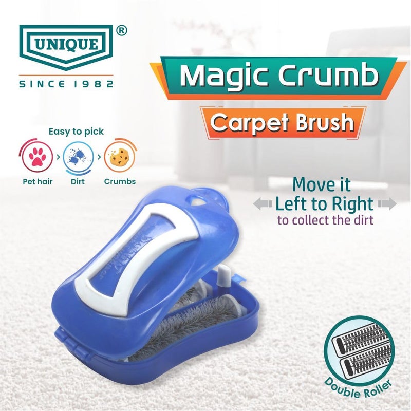 Unique UNIQUE Dubbly Magic Crumb Sweeper Carpet Cleaning Brush for Home Dust Sofa bedsheet car Seats with Double Soft Nylon Rollers Virgin Plastic Body Pack of 2  - Image 2