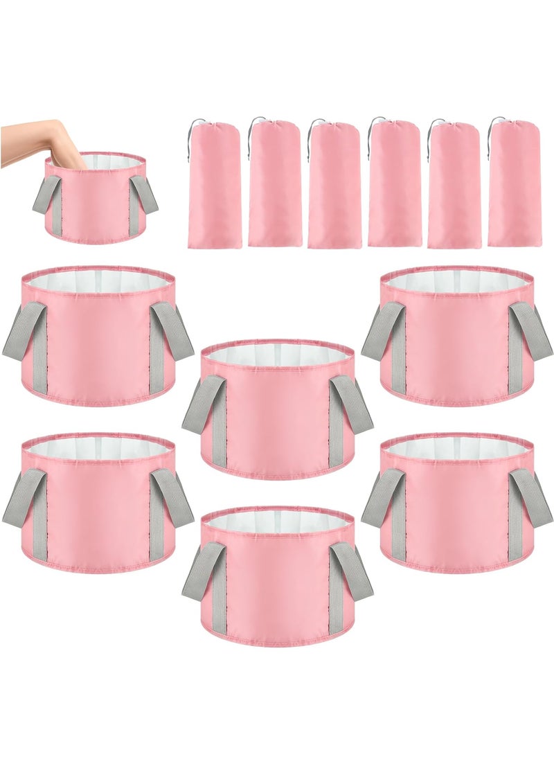 Maxcheck - Maxcheck 14L 6 Pcs Pink Collapsible Foot Basin Tub Portable Soaking Feet Bath Bag Foldable Bucket with Handles Pedicure Foot Spa Tub for Travel Camping Outdoor Washing - Image 1