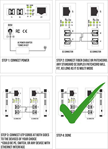ADNET Multimode SC 850nm Gigabit Fiber Media Converter - Built-In SC Fiber Module 550m (0.34 miles) – to UTP Cat5e Cat6 10/100/1000 RJ-45 – Auto Sensing Gigabit | Fast Ethernet Speed - Jumbo Frame - LLF - Image 5