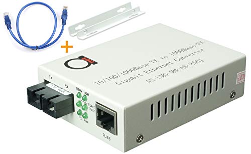 ADNET Multimode SC 850nm Gigabit Fiber Media Converter - Built-In SC Fiber Module 550m (0.34 miles) – to UTP Cat5e Cat6 10/100/1000 RJ-45 – Auto Sensing Gigabit | Fast Ethernet Speed - Jumbo Frame - LLF - Image 1