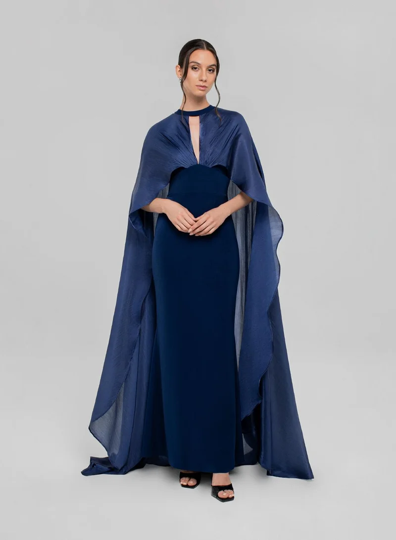 CHASE Keyhole Neck Cape Gown