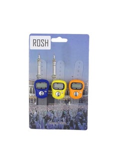 Rosh 3-Piece Digital Electronic Finger Tally Counter-Multicolour 