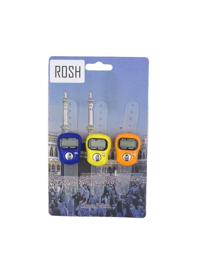 Rosh - 3-Piece Digital Electronic Finger Tally Counter-Multicolour - Image 1