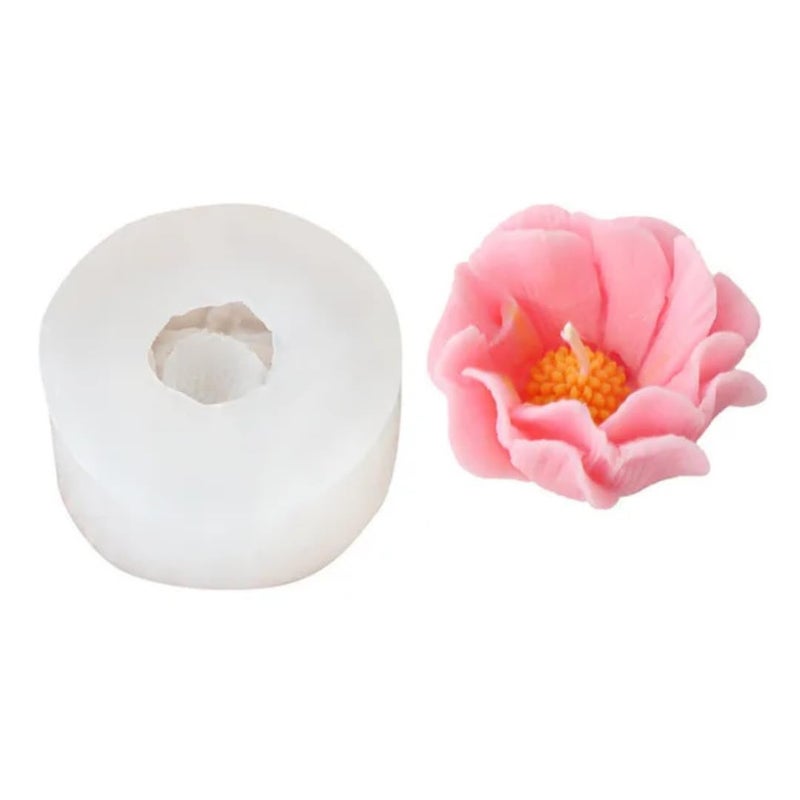 Skytail 3D Peony Shape Silicone Candle Mold Candle Making Poppy Flower Molds Scented Candle Wax Waxmelts Aromatherapy Chocolate Candy Cake Decoration Home Decor Candles Clay Resin Craft Soap Mold - Image 1