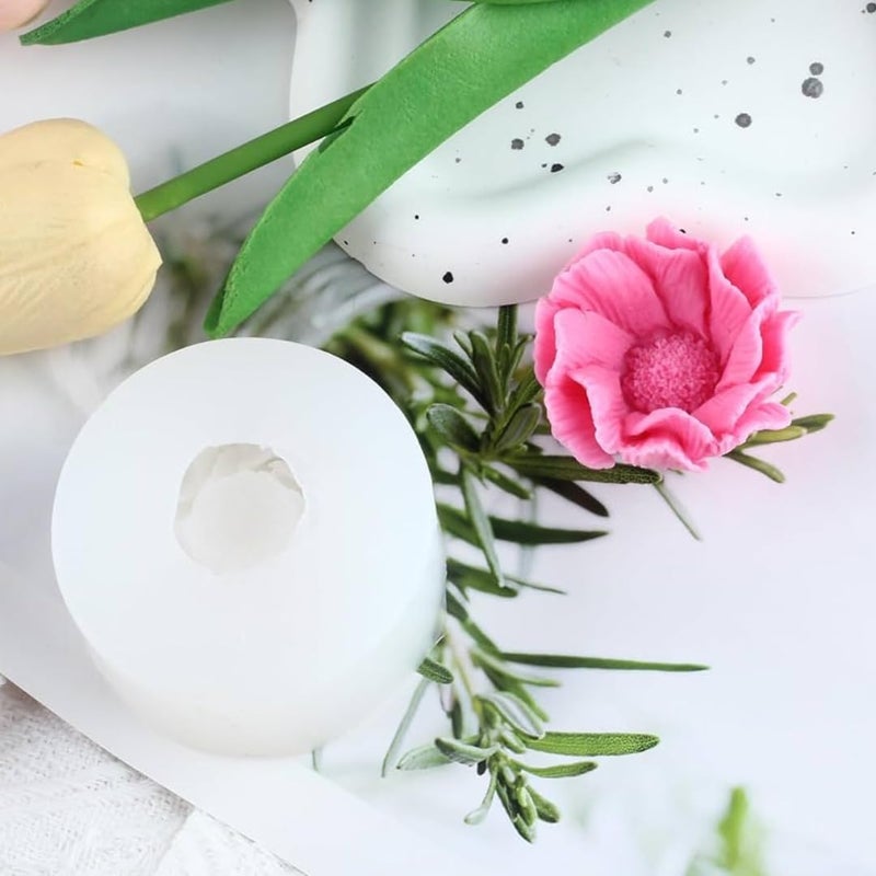 Skytail 3D Peony Shape Silicone Candle Mold Candle Making Poppy Flower Molds Scented Candle Wax Waxmelts Aromatherapy Chocolate Candy Cake Decoration Home Decor Candles Clay Resin Craft Soap Mold - Image 3