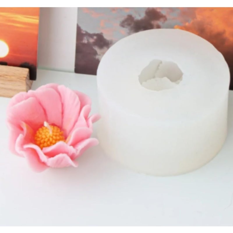 Skytail 3D Peony Shape Silicone Candle Mold Candle Making Poppy Flower Molds Scented Candle Wax Waxmelts Aromatherapy Chocolate Candy Cake Decoration Home Decor Candles Clay Resin Craft Soap Mold - Image 5