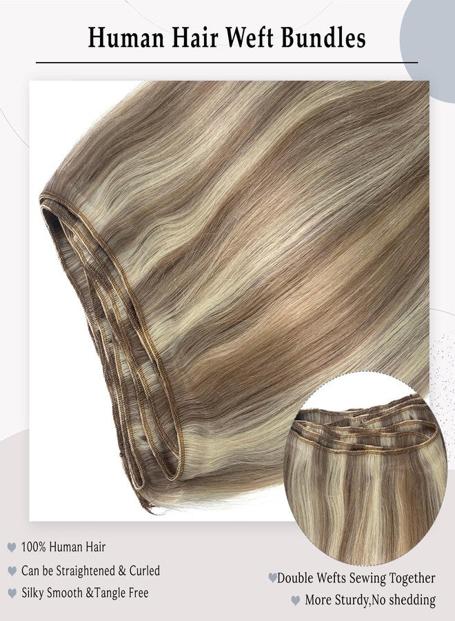 أوبيتا وصلات شعر طبيعية منسوجة، شعر بشري طبيعي، طول 24 بوصة، شعر ريمي طبيعي، لون بني رمادي، خصلات بالياج، لون أشقر بلاتيني، وصلات شعر كاملة، شعر أملس، 120 غرام، حزم شعر أملس - Image 3