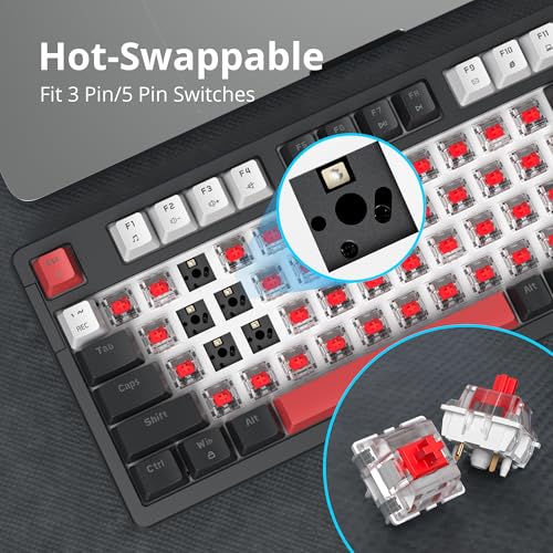 surmen Creamy Keyboard with with Number Pad, 96% RGB Mechanical Keyboards Full Gasket Mounted Hot Swappable Custom Wired Thocky Keyboard with Knob for Office Gamer (98 White) - Image 4
