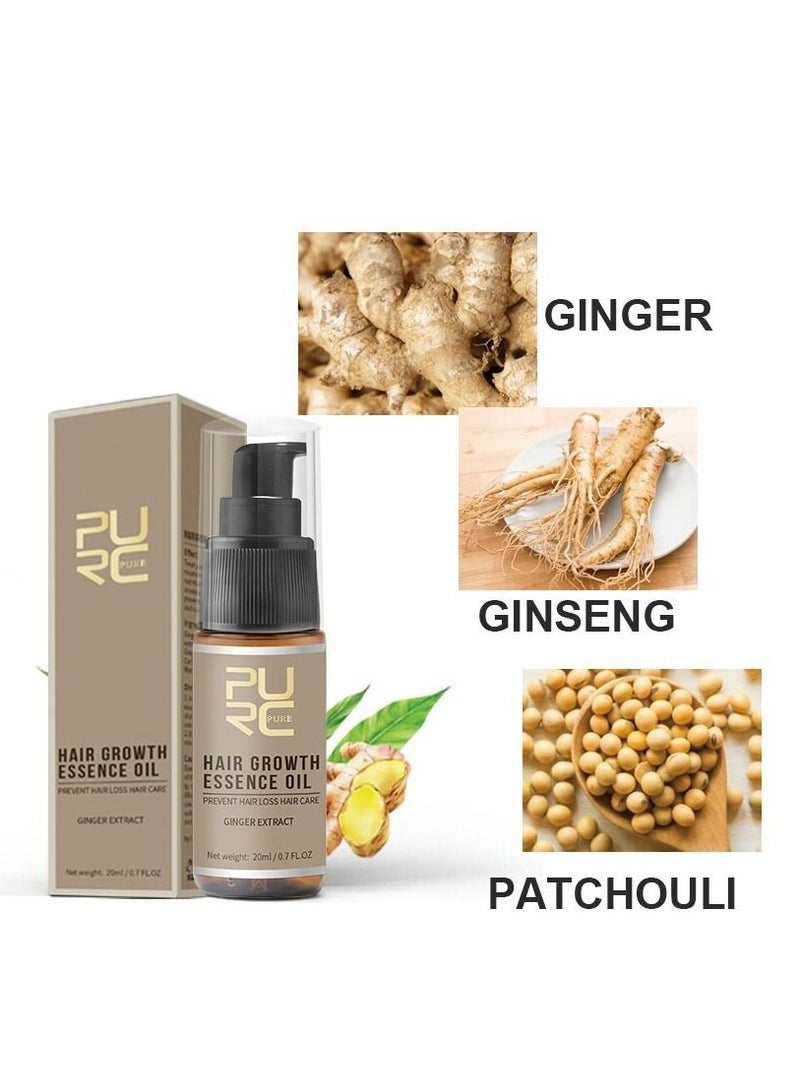 PURC Hair Growth Essence Oil For Hair Fall Hair Regrowth & Scalp Treatment Ginger Essential Oil Supports Healthy Hair Thinning Treatment Hair Growth Oil for Women & Men 20ml - Image 3
