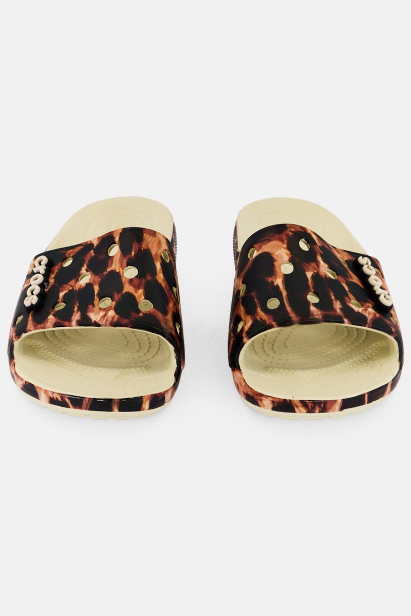 crocs Toddlers Boy Classic Animal Remix Slip On Slides, Brown - Image 4