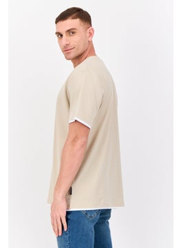 Threadbare Men Crew Neck Short Sleeve Plain T Shirt, Beige  - Image 2