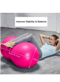 SYOSI Peanut Ball, Exercise Yoga Balance Stability Sitting Ball, Anti Burst Exercise Ball for Labor Birthing, Kids Sensory Toys, for Home & Gym Fintness, Include Pump & Yoga Strap  - Image 2